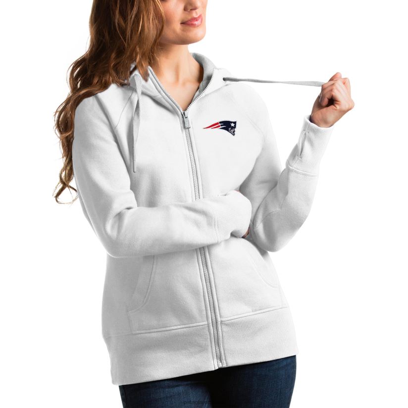 Antigua White Victory Full-Zip Hoodie Women Patriots Jersey Clothing 6B6H8J2464