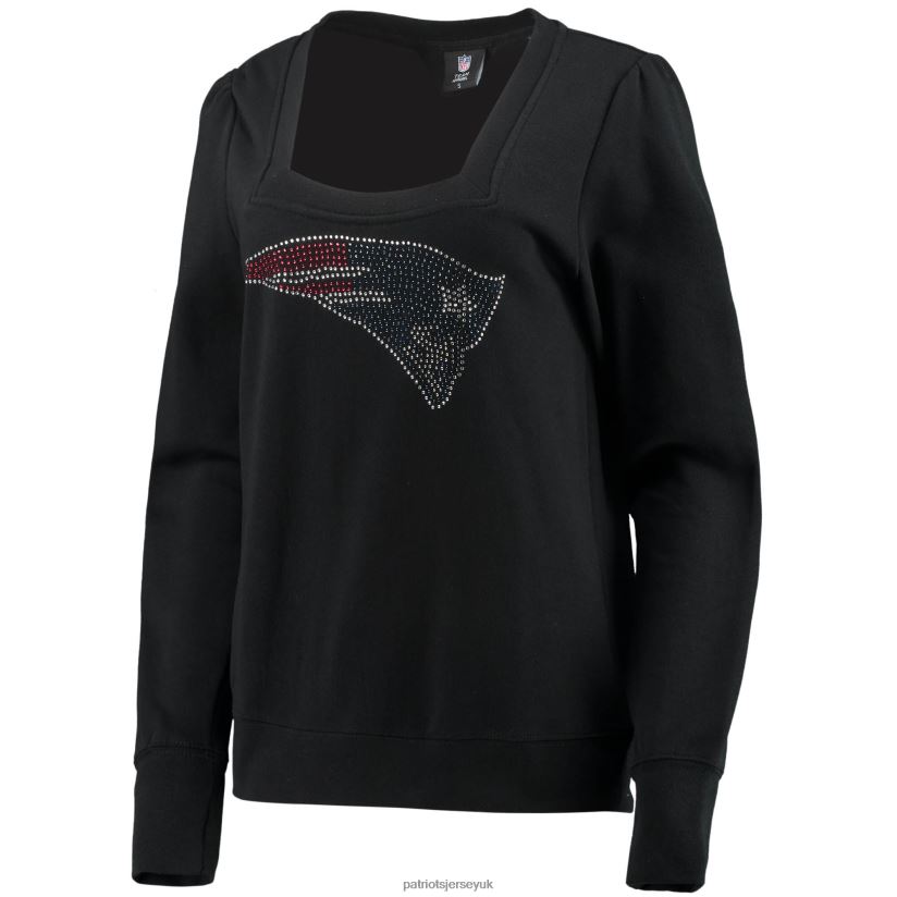 Cuce Black Winners Square Neck Pullover Sweatshirt Women Patriots Jersey Clothing 6B6H8J2411