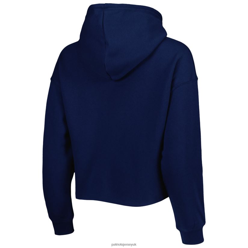 Cuce Navy Crystal Logo Cropped Pullover Hoodie Women Patriots Jersey Clothing 6B6H8J2337
