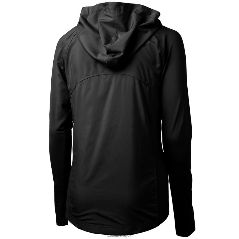 Cutter & Buck Black Throwback Logo Adapt Eco Knit Hybrid Recycled Full-Zip Hoodie Women Patriots Jersey Clothing 6B6H8J920