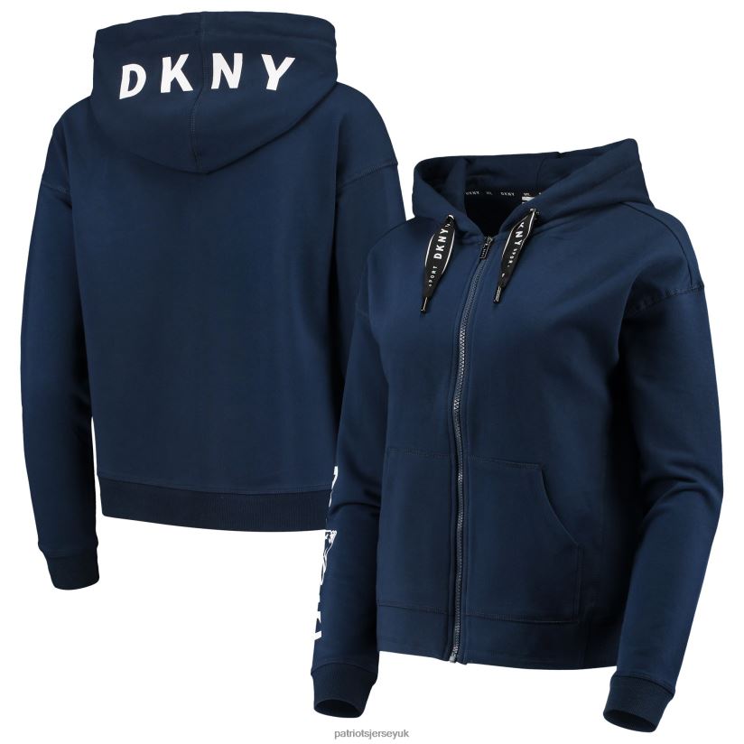 DKNY Sport Navy Zoey Crop Full-Zip Hoodie Women Patriots Jersey Clothing 6B6H8J2467