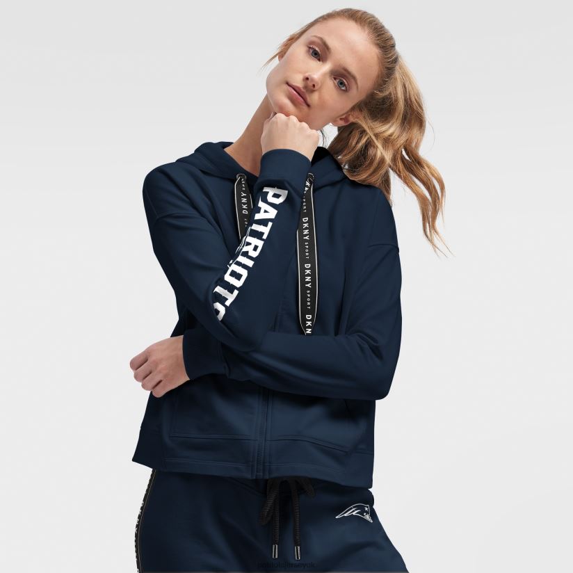 DKNY Sport Navy Zoey Crop Full-Zip Hoodie Women Patriots Jersey Clothing 6B6H8J2467