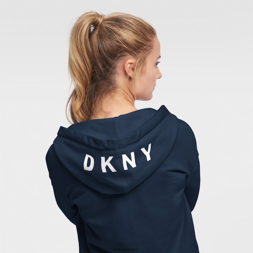 DKNY Sport Navy Zoey Crop Full-Zip Hoodie Women Patriots Jersey Clothing 6B6H8J2467