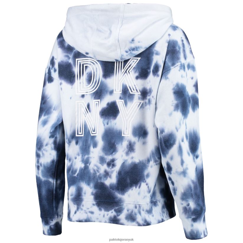 DKNY Sport White/Navy Dakota Oversized Tie-Dye Half-Zip Hoodie Women Patriots Jersey Clothing 6B6H8J950