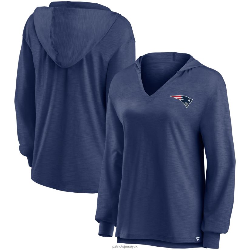 Fanatics Branded Navy Jumper V-Neck Pullover Hoodie Women Patriots Jersey Clothing 6B6H8J2338
