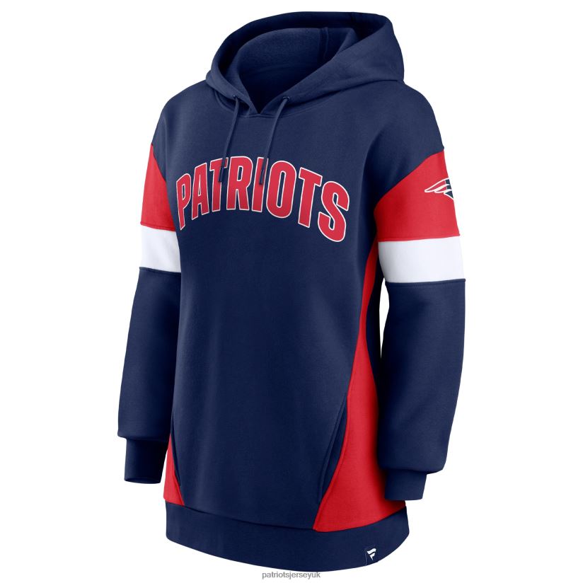 Fanatics Branded Navy/Red Lock It Down Pullover Hoodie Women Patriots Jersey Clothing 6B6H8J2329