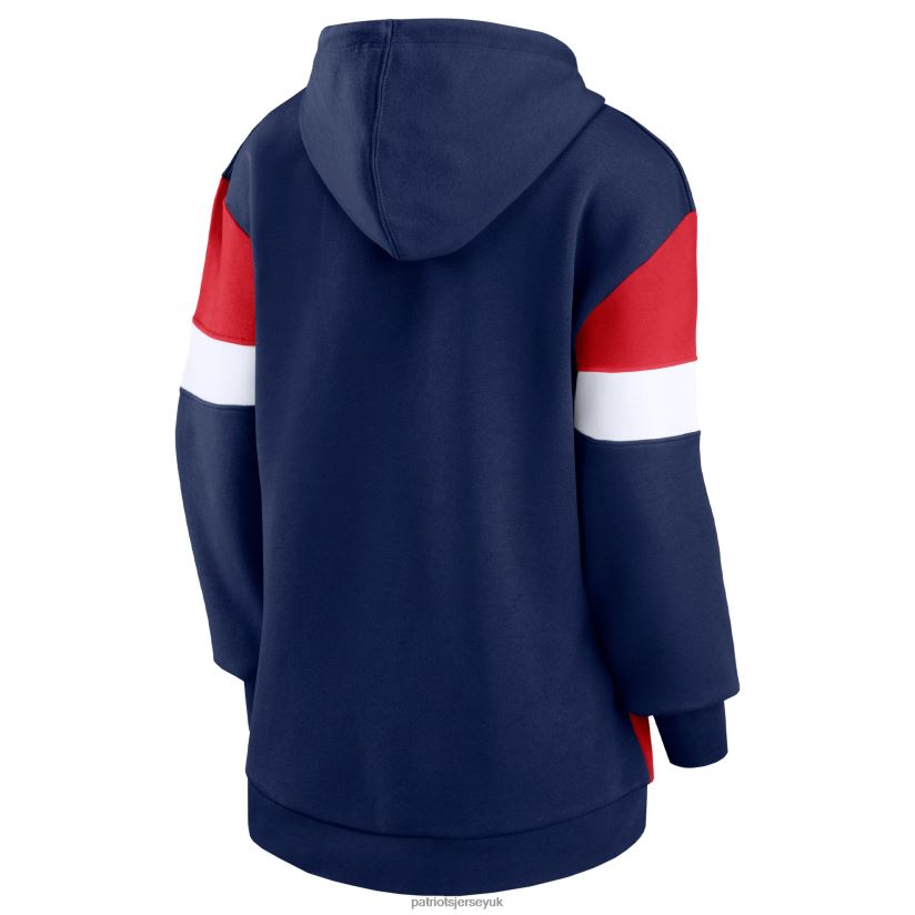 Fanatics Branded Navy/Red Lock It Down Pullover Hoodie Women Patriots Jersey Clothing 6B6H8J2329