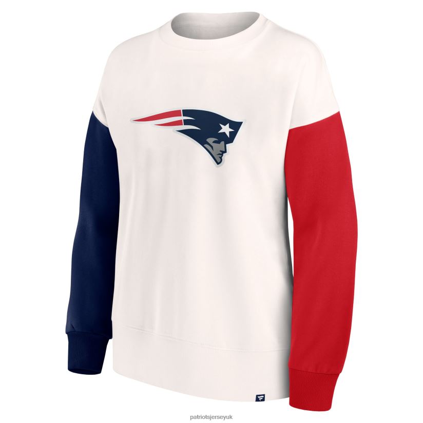 Fanatics Branded White Colorblock Primary Logo Pullover Sweatshirt Women Patriots Jersey Clothing 6B6H8J2347