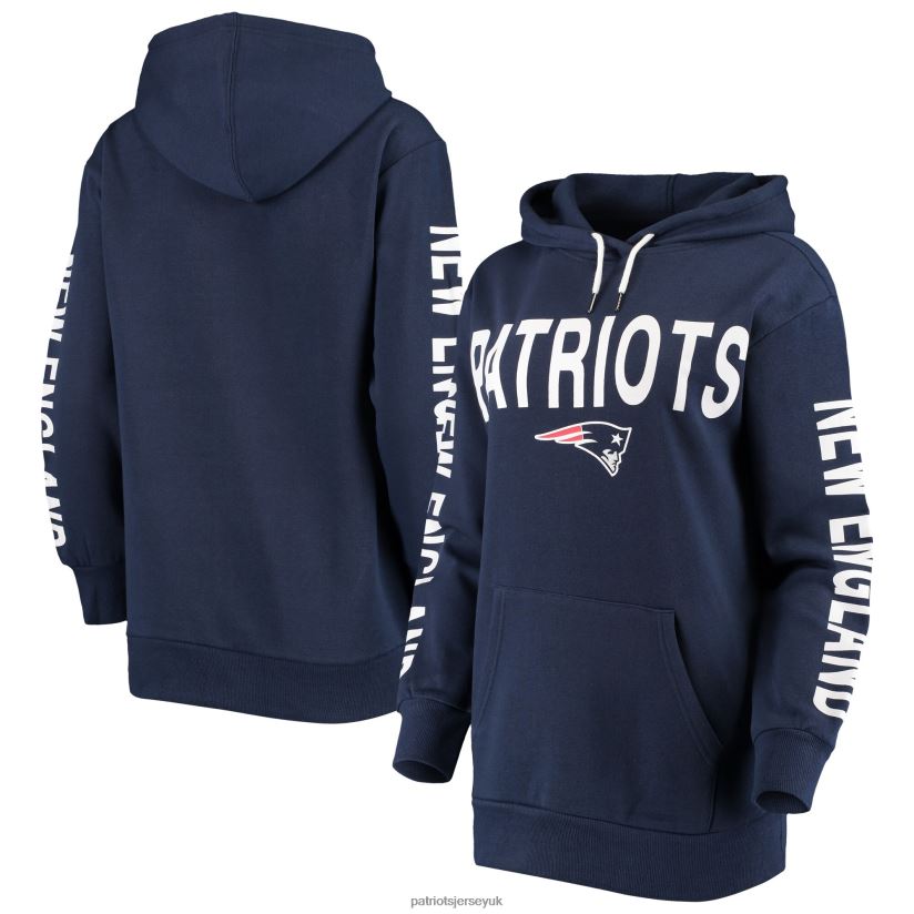 G-III 4Her by Carl Banks Navy Extra Point Pullover Hoodie Women Patriots Jersey Clothing 6B6H8J2344