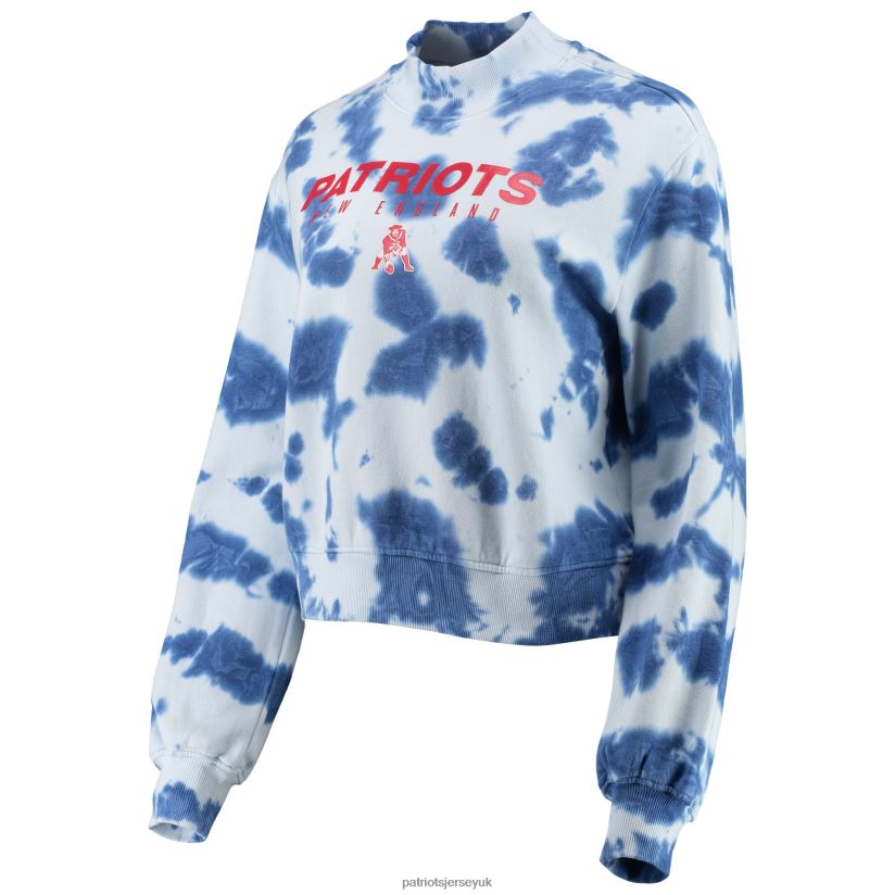 Junk Food Navy Tie-Dye Cropped Pullover Sweatshirt Women Patriots Jersey Clothing 6B6H8J2385
