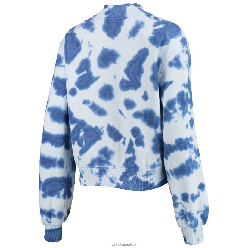 Junk Food Navy Tie-Dye Cropped Pullover Sweatshirt Women Patriots Jersey Clothing 6B6H8J2385