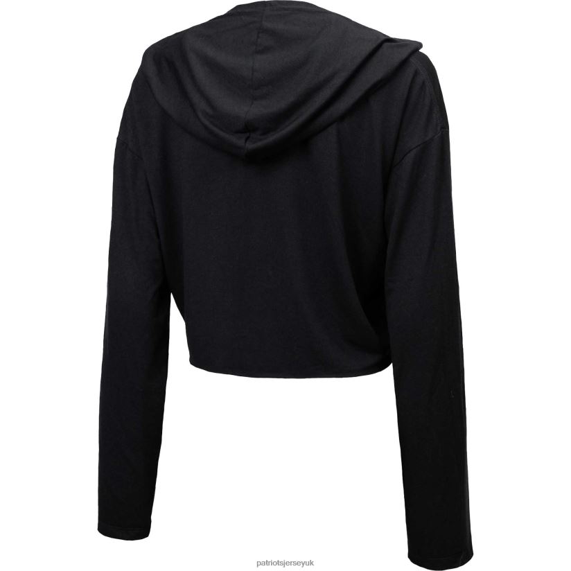 Majestic Threads Black Leopard Cropped Pullover Hoodie Women Patriots Jersey Clothing 6B6H8J2331