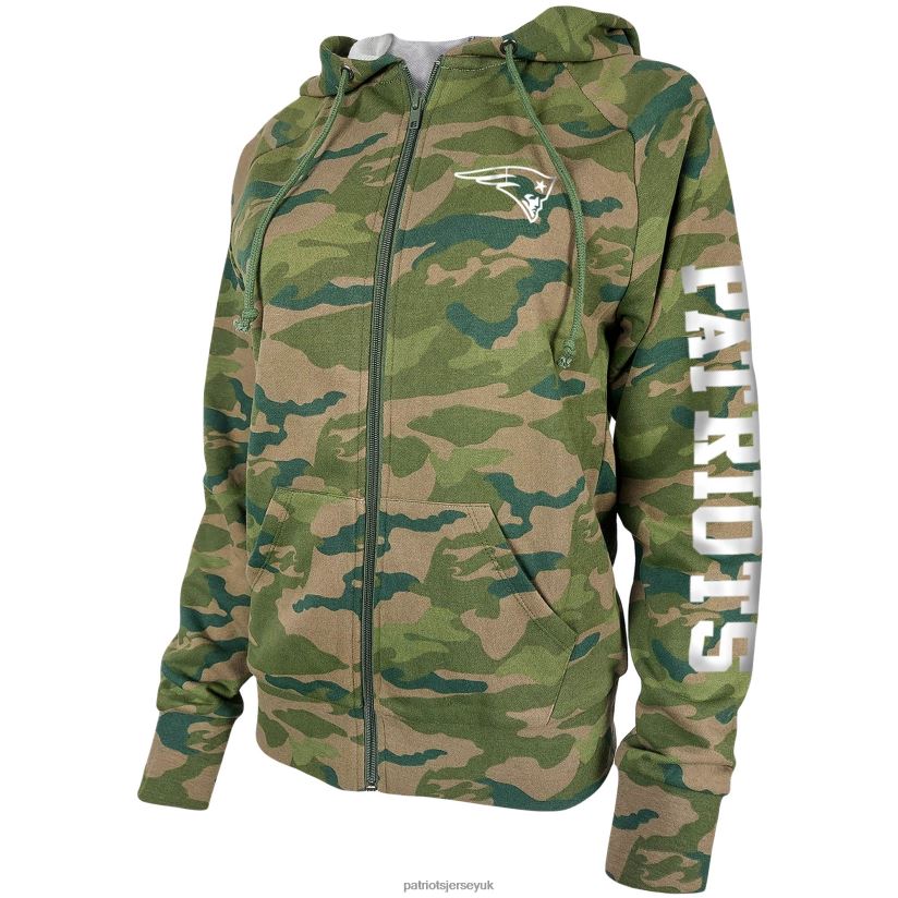 New Era Camo Raglan Full-Zip Hoodie Women Patriots Jersey Clothing 6B6H8J2362