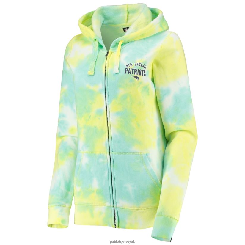 New Era White Ice-Dye Full-Zip Hoodie Women Patriots Jersey Clothing 6B6H8J2418