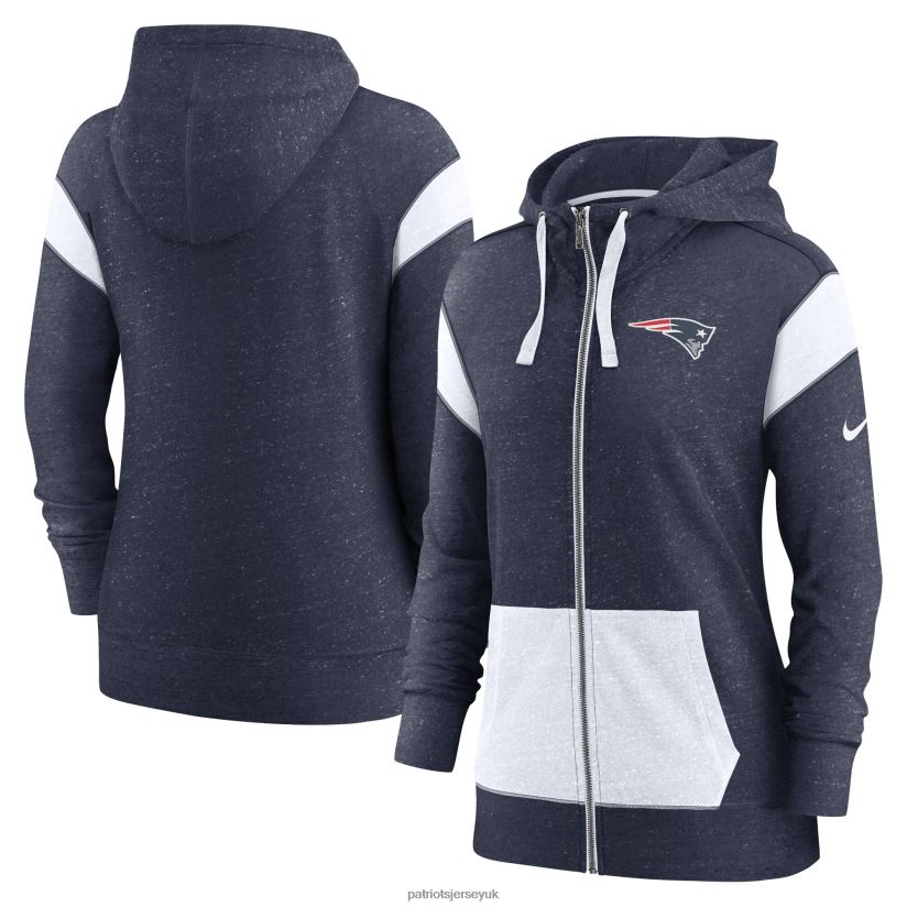 Nike Navy/White Monaco Lightweight Full-Zip Hoodie Women Patriots Jersey Clothing 6B6H8J2366