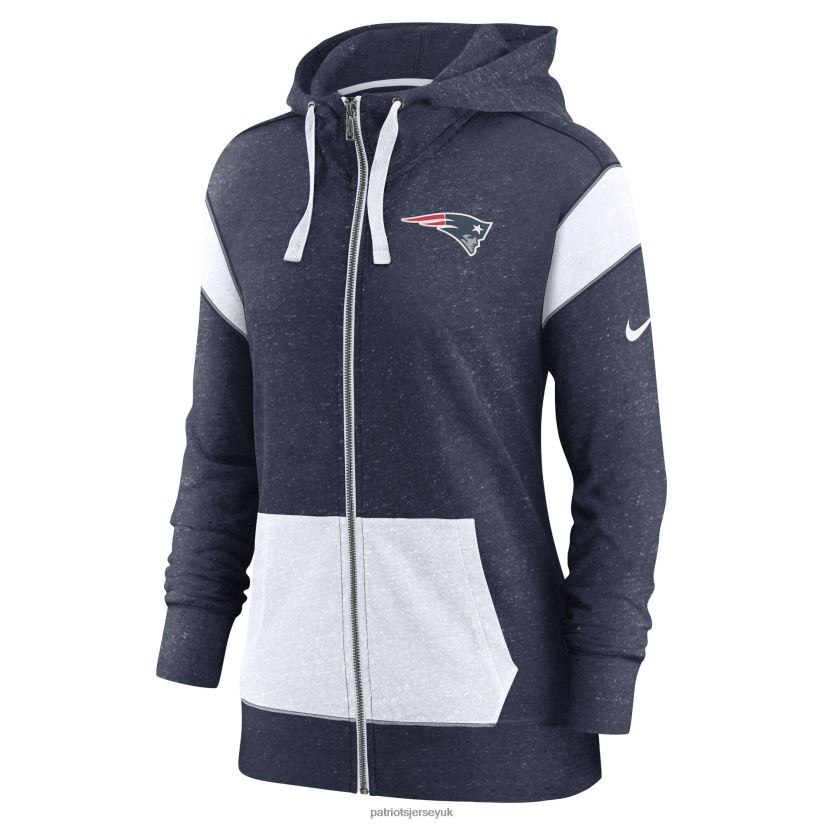 Nike Navy/White Monaco Lightweight Full-Zip Hoodie Women Patriots Jersey Clothing 6B6H8J2366