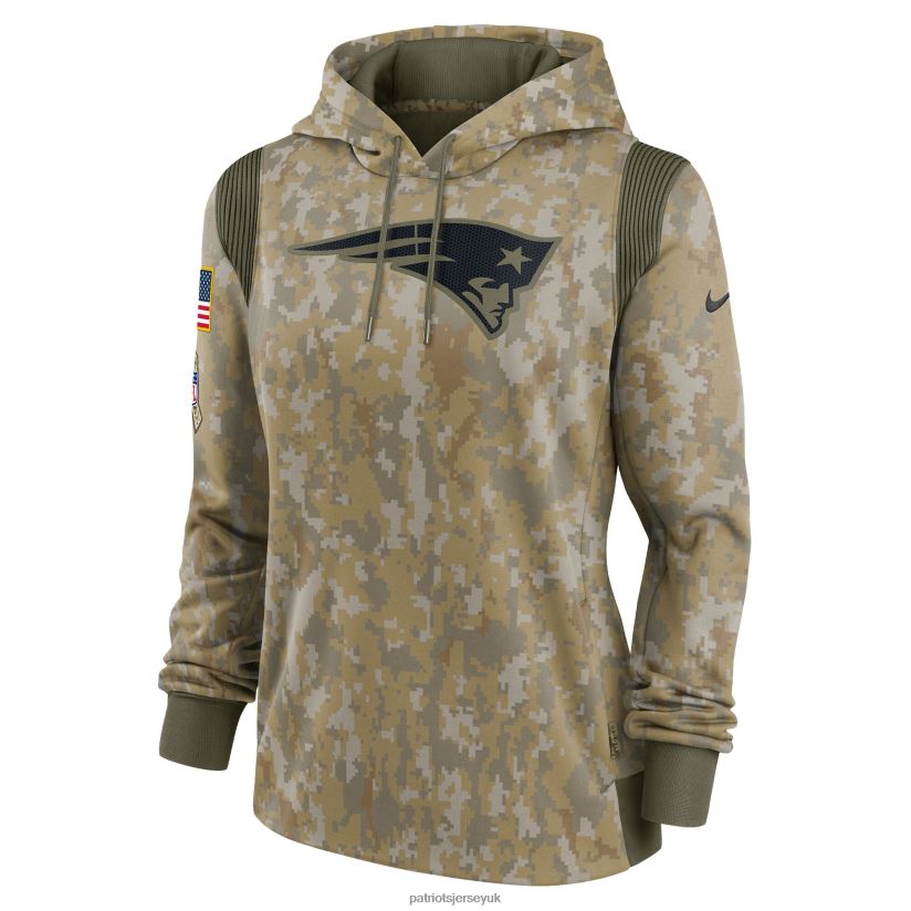 Nike Olive 2021 Salute To Service Therma Performance Pullover Hoodie Women Patriots Jersey Clothing 6B6H8J2396