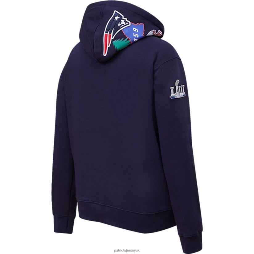 Pro Standard Navy Local Patch Pullover Hoodie Women Patriots Jersey Clothing 6B6H8J2357