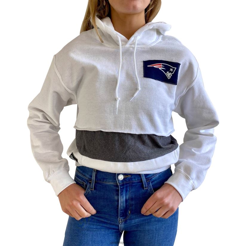 Refried Apparel White Sustainable Crop Dolman Pullover Hoodie Women Patriots Jersey Clothing 6B6H8J2405