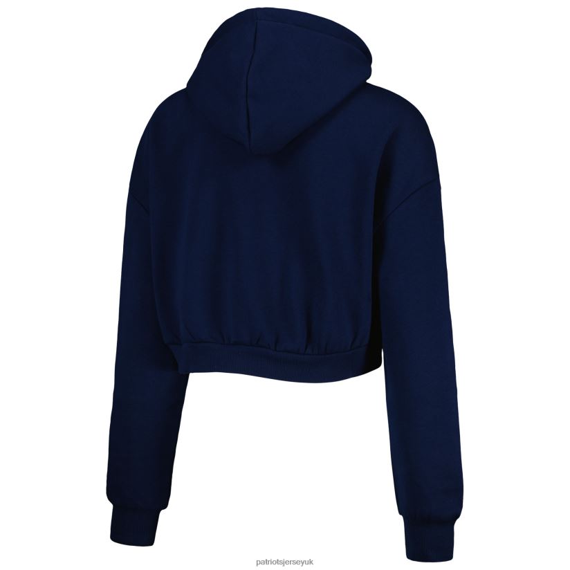 The Wild Collective Navy Cropped Pullover Hoodie Women Patriots Jersey Clothing 6B6H8J2399