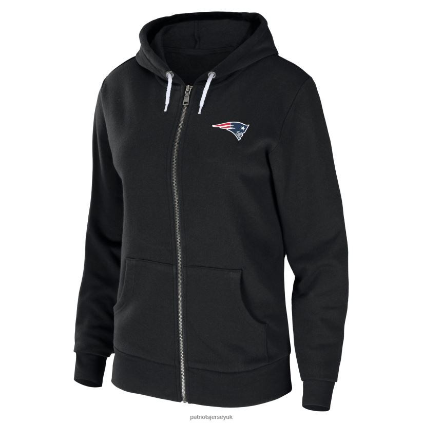 WEAR by Erin Andrews Black Sponge Fleece Full-Zip Hoodie Women Patriots Jersey Clothing 6B6H8J2332