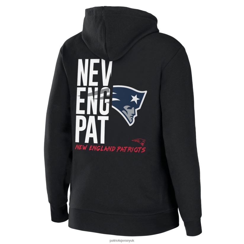 WEAR by Erin Andrews Black Sponge Fleece Full-Zip Hoodie Women Patriots Jersey Clothing 6B6H8J2332