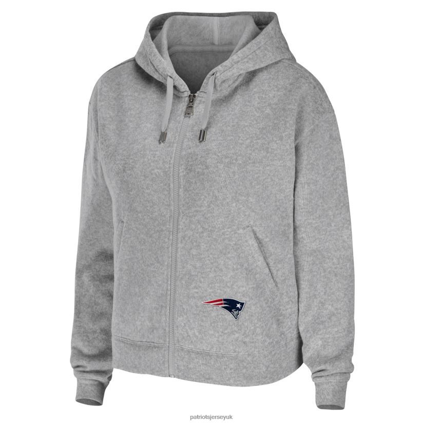 WEAR by Erin Andrews Heathered Gray Team Full-Zip Hoodie Women Patriots Jersey Clothing 6B6H8J2340