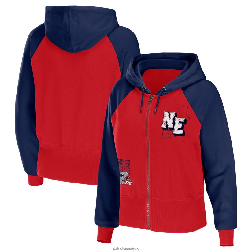 WEAR by Erin Andrews Red Colorblock Lightweight Full-Zip Hoodie Women Patriots Jersey Clothing 6B6H8J2413