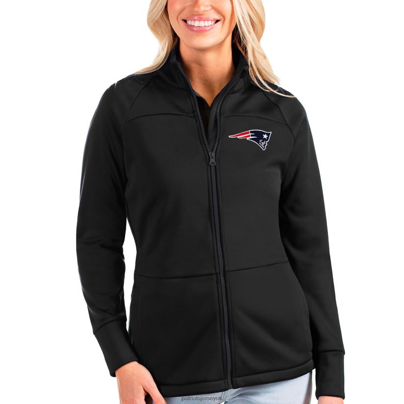 Antigua Black Links Full-Zip Golf Jacket Women Patriots Jersey Clothing 6B6H8J1071