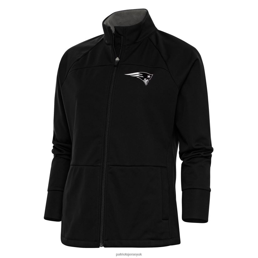 Antigua Black Metallic Logo Links Full-Zip Golf Jacket Women Patriots Jersey Clothing 6B6H8J1050