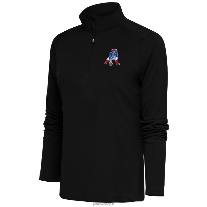 Antigua Black Throwback Logo Tribute Half-Zip Pullover Top Women Patriots Jersey Clothing 6B6H8J979