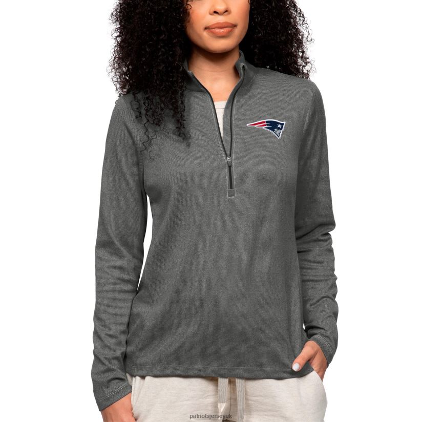 Antigua Heathered Charcoal Epic Quarter-Zip Top Women Patriots Jersey Clothing 6B6H8J1004