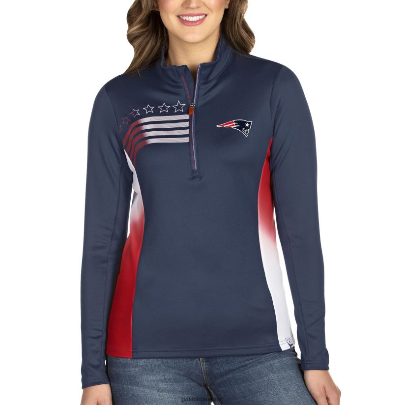 Antigua Navy Liberty Quarter-Zip Pullover Jacket Women Patriots Jersey Clothing 6B6H8J952