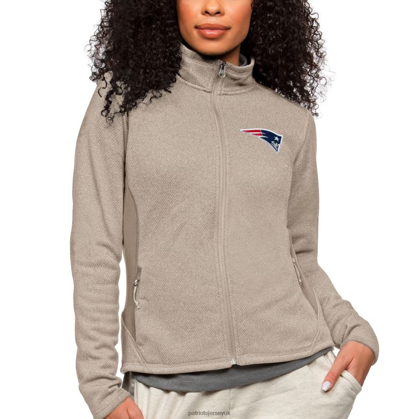 Antigua Oatmeal Course Full-Zip Jacket Women Patriots Jersey Clothing 6B6H8J985