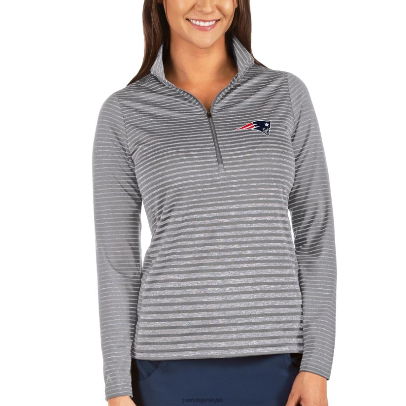 Antigua Silver Pace Half-Zip Pullover Jacket Women Patriots Jersey Clothing 6B6H8J962