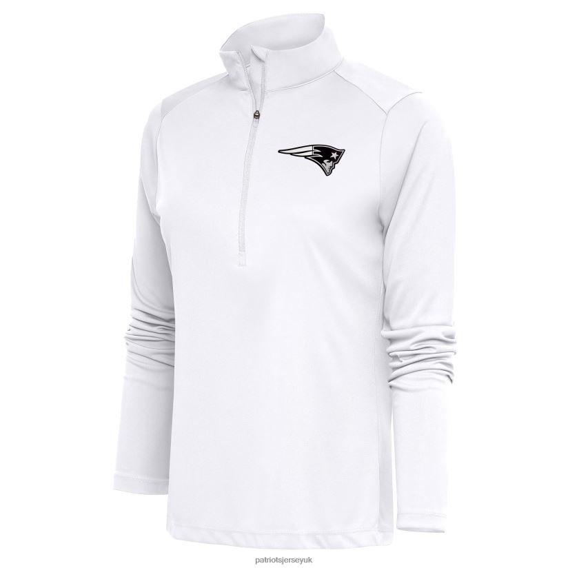 Antigua White Metallic Logo Tribute Half-Zip Top Women Patriots Jersey Clothing 6B6H8J993