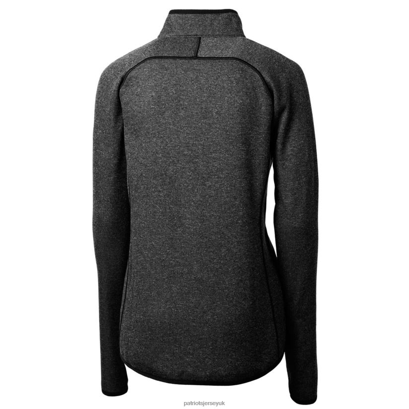 Cutter & Buck Heather Charcoal Throwback Logo Mainsail Sweater Knit Fleece Full-Zip Jacket Women Patriots Jersey Clothing 6B6H8J1047