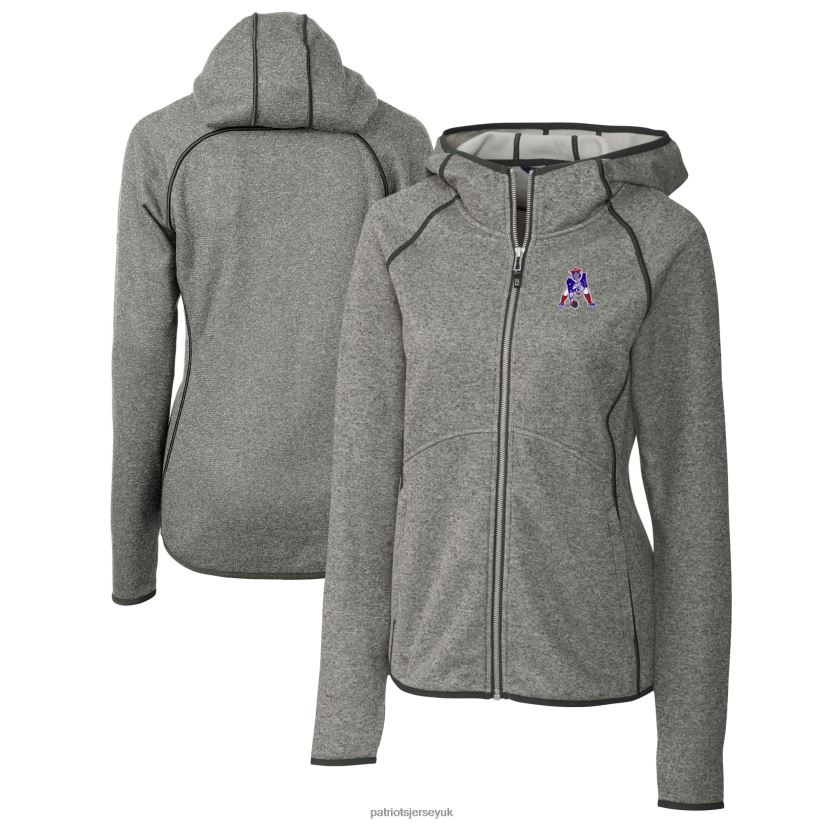 Cutter & Buck Heather Gray Throwback Logo Mainsail Full-Zip Jacket Women Patriots Jersey Clothing 6B6H8J907