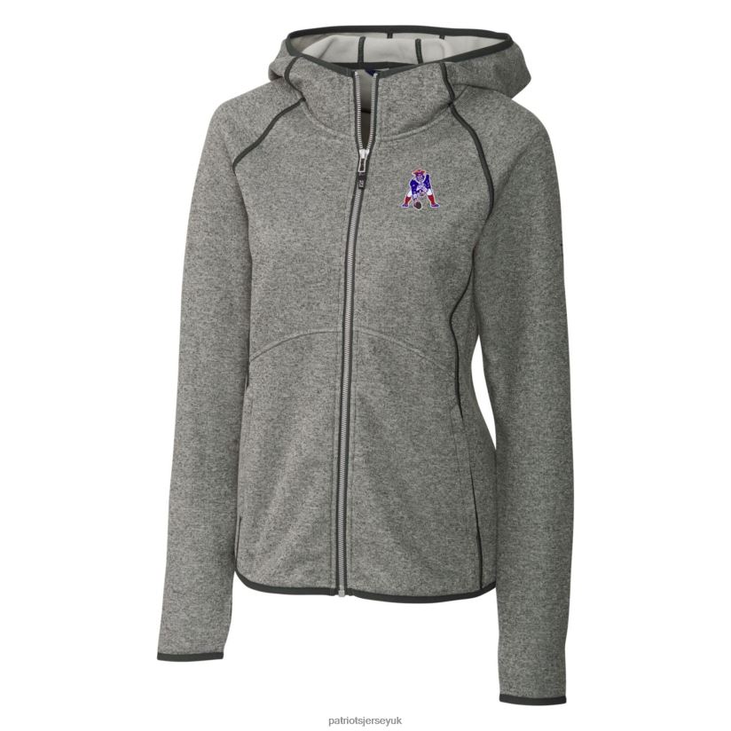 Cutter & Buck Heather Gray Throwback Logo Mainsail Full-Zip Jacket Women Patriots Jersey Clothing 6B6H8J907