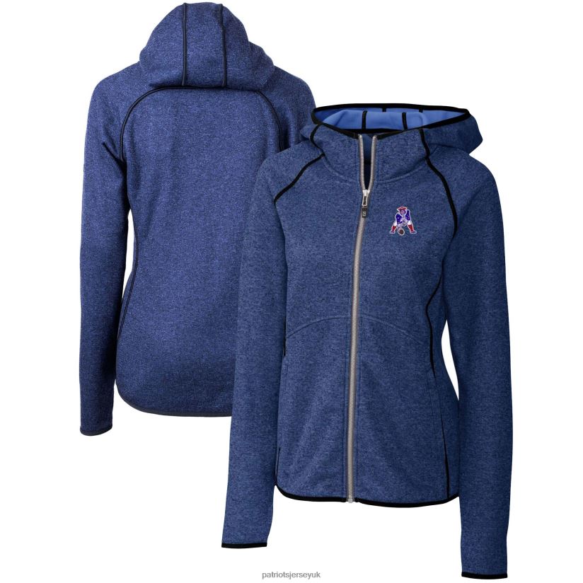 Cutter & Buck Heather Royal Throwback Logo Mainsail Full-Zip Jacket Women Patriots Jersey Clothing 6B6H8J1024
