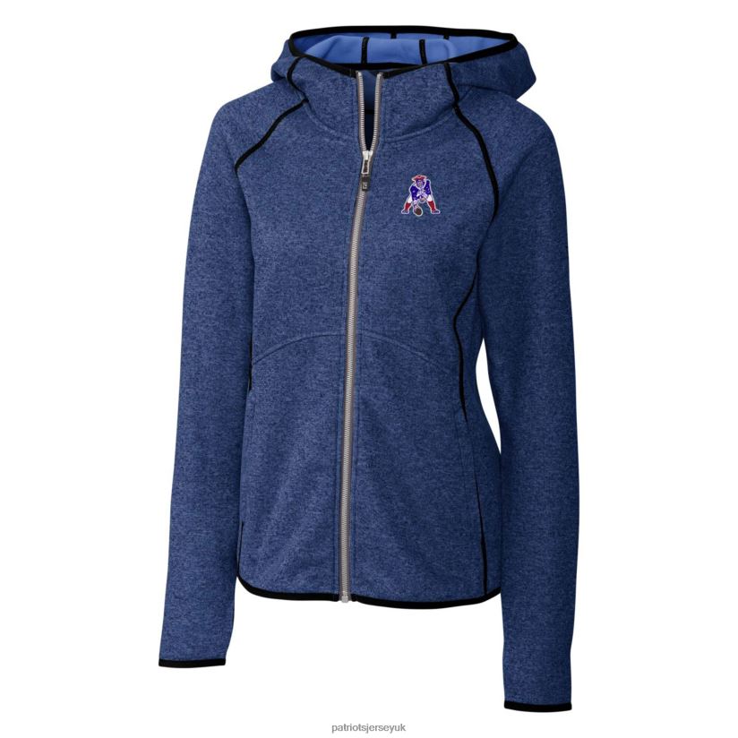 Cutter & Buck Heather Royal Throwback Logo Mainsail Full-Zip Jacket Women Patriots Jersey Clothing 6B6H8J1024