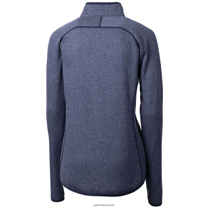 Cutter & Buck Heathered Navy Mainsail Sweater Knit Fleece Full-Zip Jacket Women Patriots Jersey Clothing 6B6H8J1031
