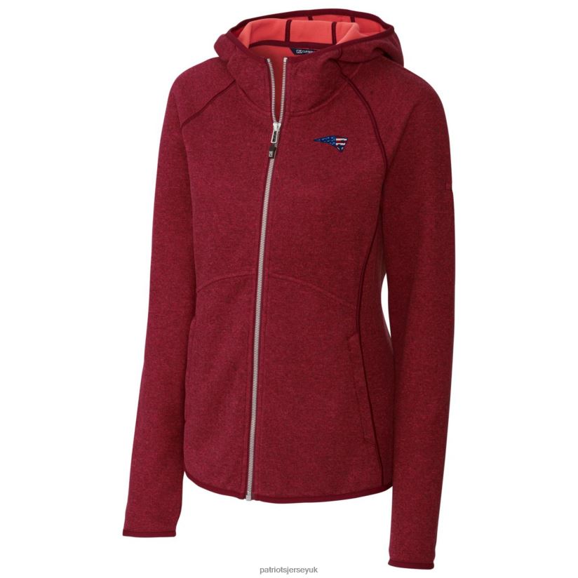 Cutter & Buck Heathered Red Mainsail Full-Zip Jacket Women Patriots Jersey Clothing 6B6H8J1023