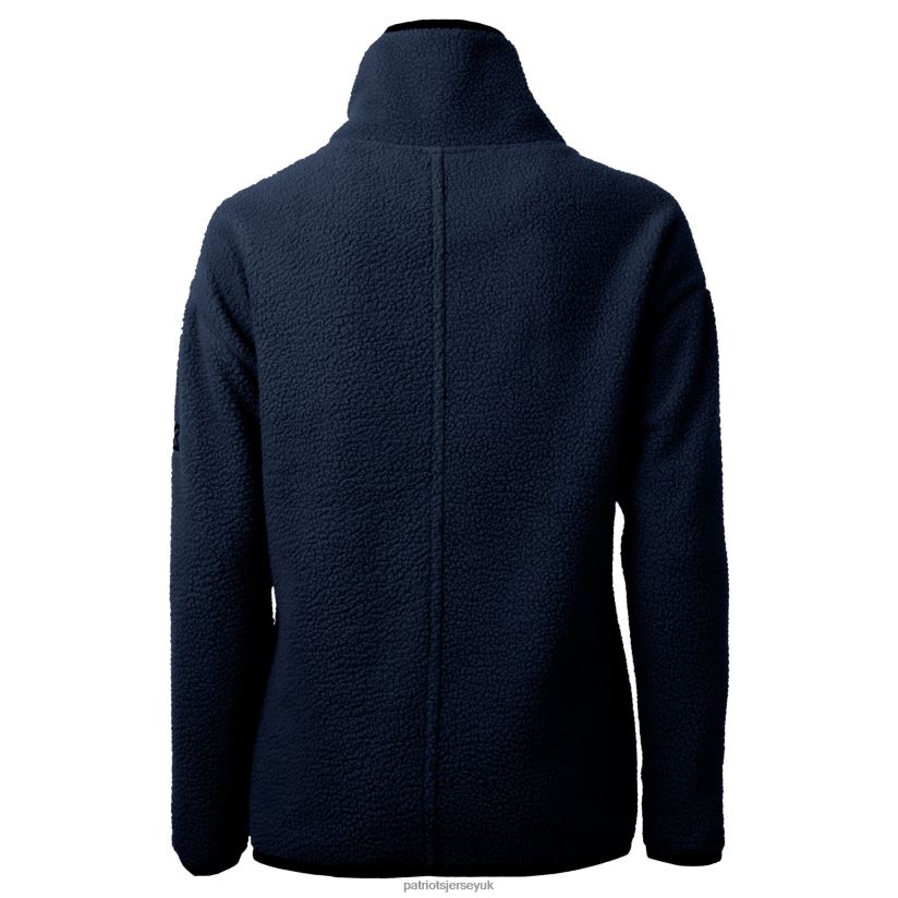 Cutter & Buck Navy Helmet Logo Cascade Eco Sherpa Fleece Half-Zip Pullover Jacket Women Patriots Jersey Clothing 6B6H8J852
