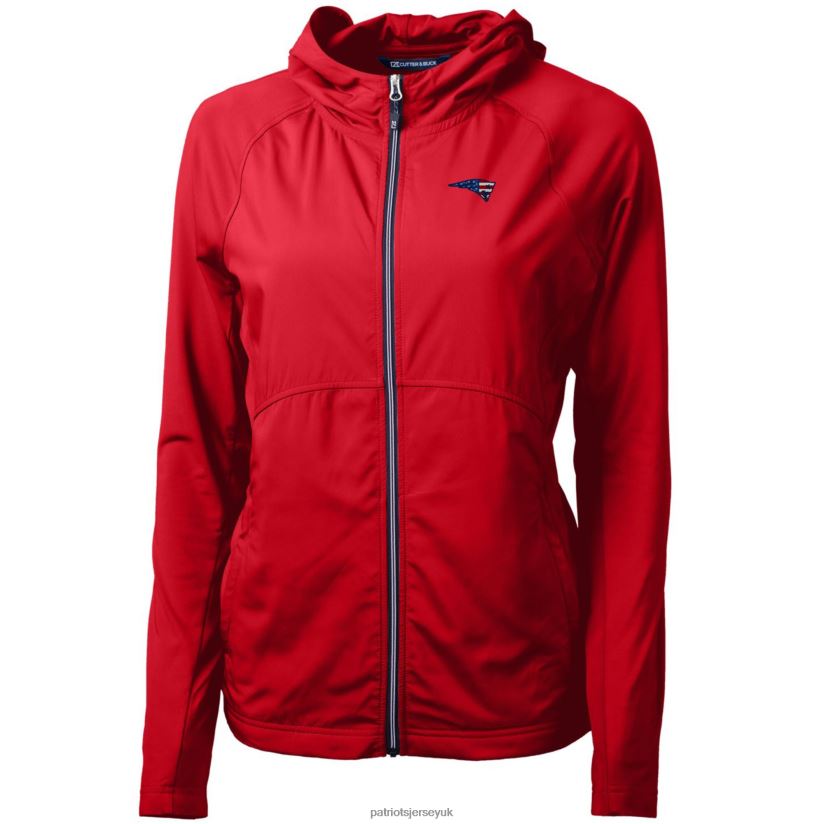 Cutter & Buck Red Adapt Eco Knit Full-Zip Jacket Women Patriots Jersey Clothing 6B6H8J1083