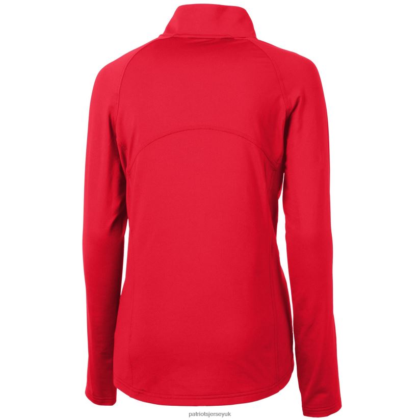 Cutter & Buck Red Adapt Eco Knit Stretch Recycled Half-Zip Pullover Top Women Patriots Jersey Clothing 6B6H8J1098