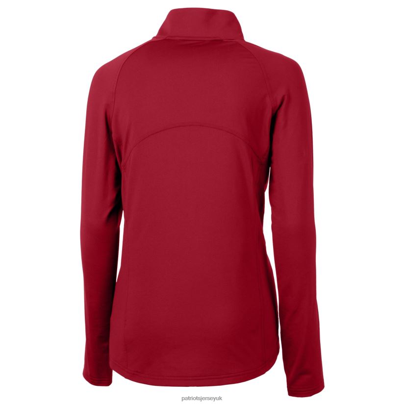 Cutter & Buck Red Helmet Logo Adapt Eco Knit Stretch Recycled Half-Zip Pullover Top Women Patriots Jersey Clothing 6B6H8J829