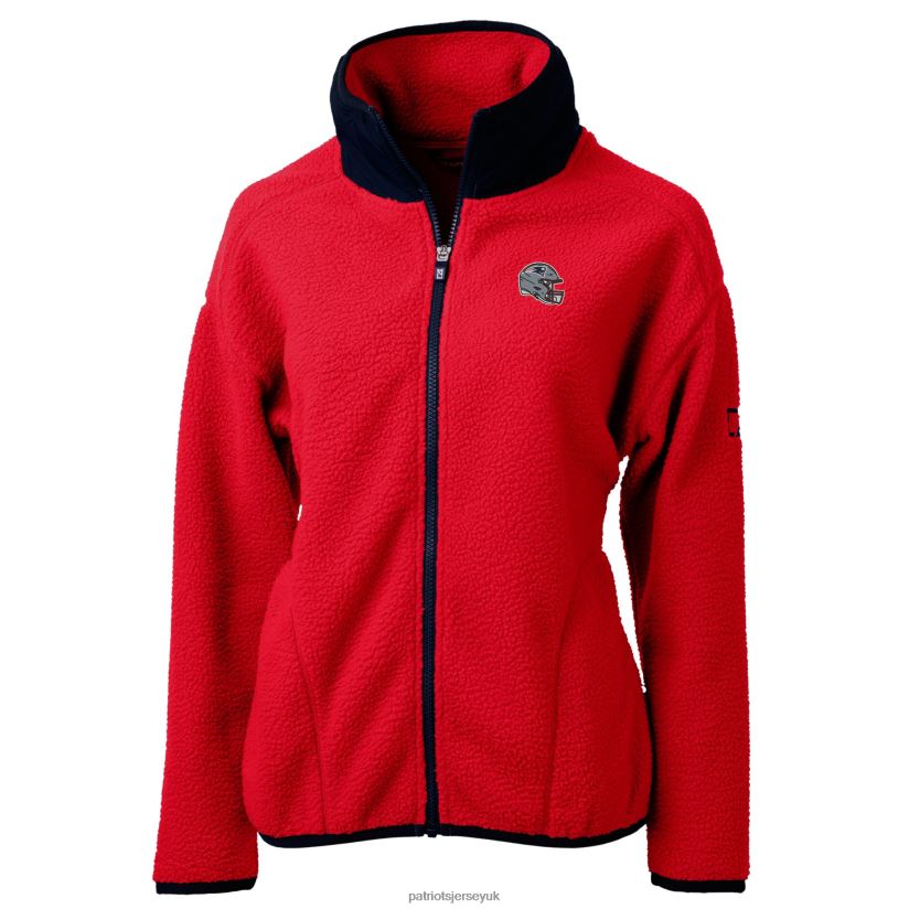 Cutter & Buck Red Helmet Logo Cascade Eco Sherpa Full-Zip Fleece Jacket Women Patriots Jersey Clothing 6B6H8J877