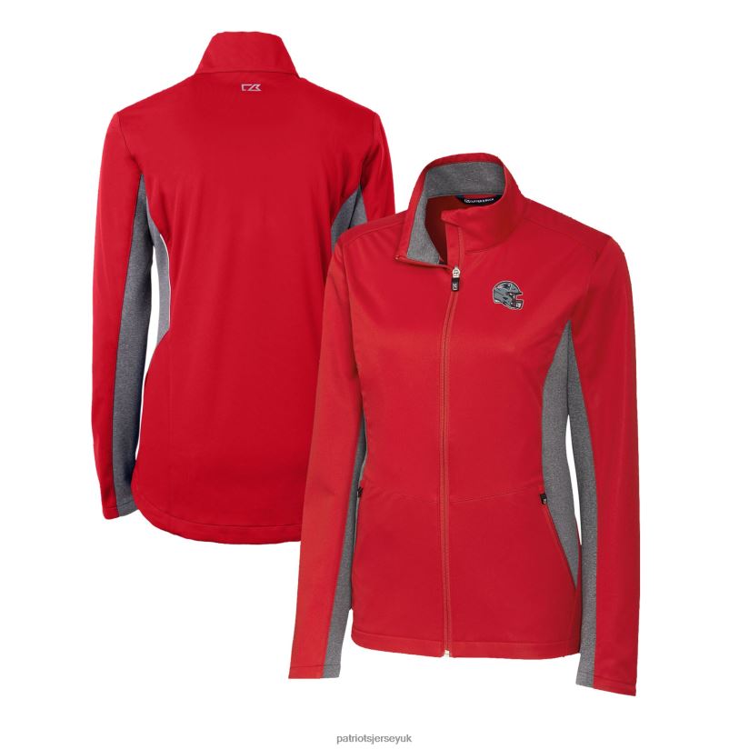 Cutter & Buck Red Helmet Logo Navigate Softshell Full-Zip Jacket Women Patriots Jersey Clothing 6B6H8J891