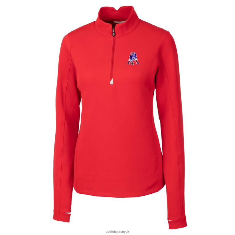 Cutter & Buck Red Throwback Logo Traverse Stretch Quarter-Zip Pullover Top Women Patriots Jersey Clothing 6B6H8J1038
